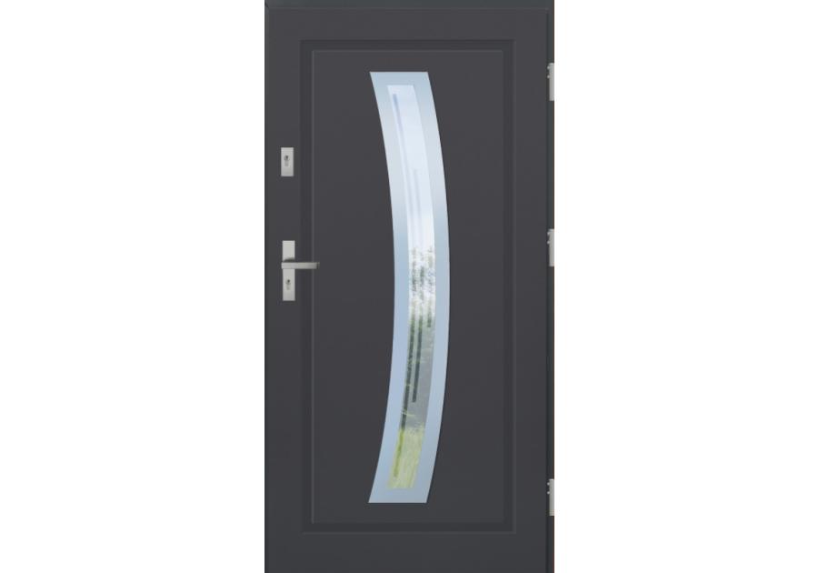 Zdjęcie: Drzwi zewnętrzne stalowo-drewniane Disting Figaro 02 Antracyt 80 cm prawe KR CENTER