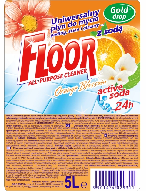Zdjęcie: Płyn uniwersalny do mycia podłóg, ścian i glazur Orange Blossom 5 L FLOOR