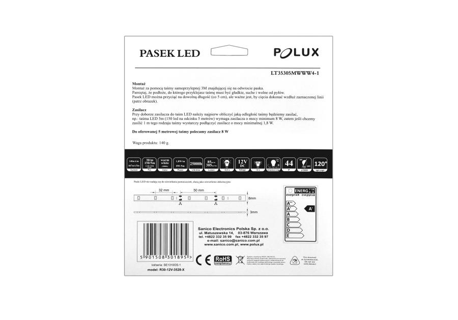 Zdjęcie: Pasek LED 12V 12 W 5 m IP44 POLUX