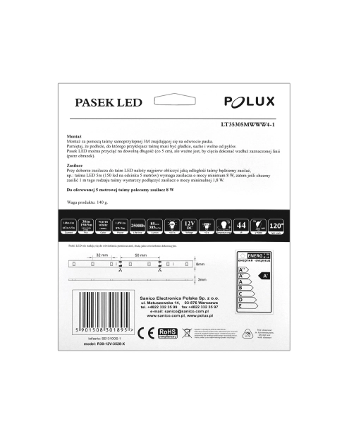 Zdjęcie: Pasek LED 12V 12 W 5 m IP44 POLUX