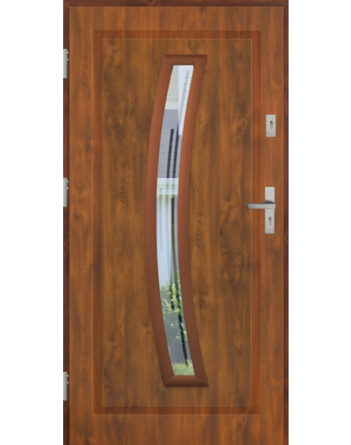Zdjęcie: Drzwi zewnętrzne stalowo-drewniane Disting Mario 02 Dąb złoty 90 cm lewe KR CENTER