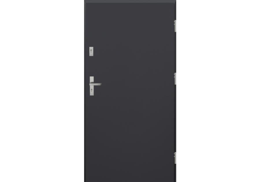Zdjęcie: Drzwi zewnętrzne stalowo-drewniane Disting Otello 01 Antracyt 90 cm prawe zamek listwowy KR CENTER