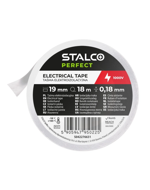 Zdjęcie: Taśma izolacyjna PVC 0,18 mm x 19 mm x 18 m biały STALCO PERFECT