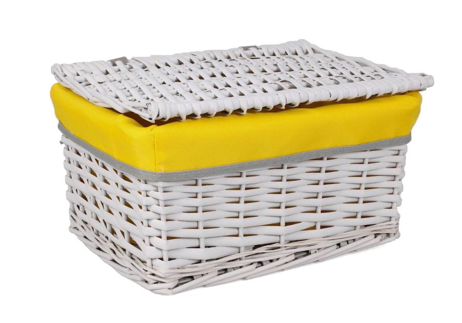 Zdjęcie: Kufer wiklinowy z żółtym materiałem 33x24x18 cm szary TIN TOURS