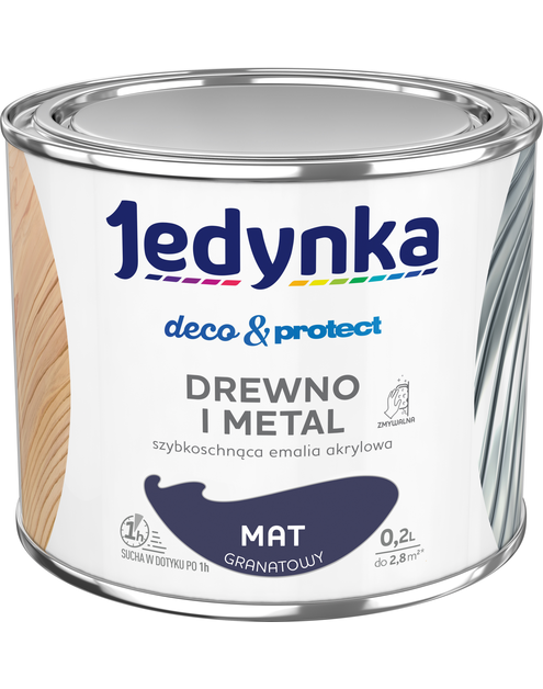 Zdjęcie: Farba do drewna i metalu Deco&Protect mat granatowy 0,2 L JEDYNKA