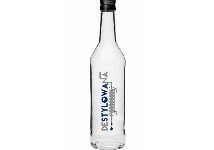 Zdjęcie: Butelka 500 ml z zakrętką i nadrukiem Destylowana 631426 BROWIN