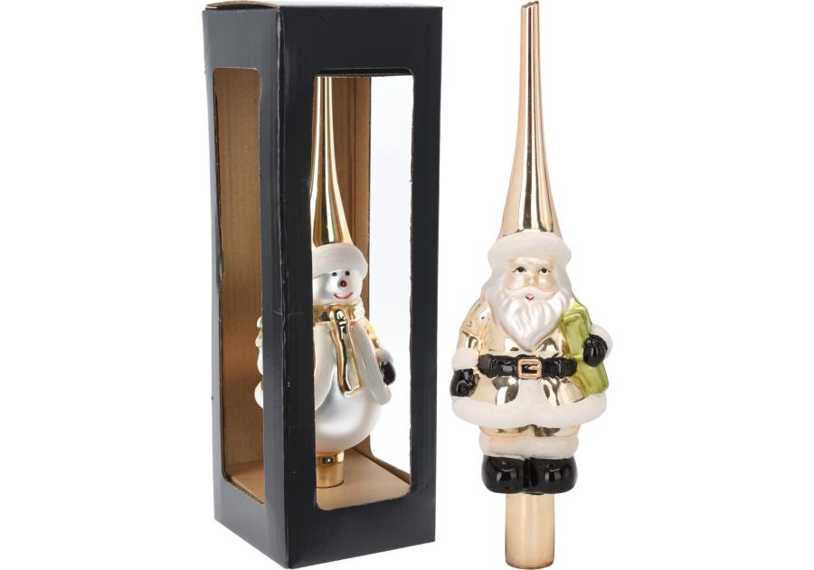 Zdjęcie: Czubek choinkowy 28 cm złoty mix bałwan lub mikołaj KOOPMAN