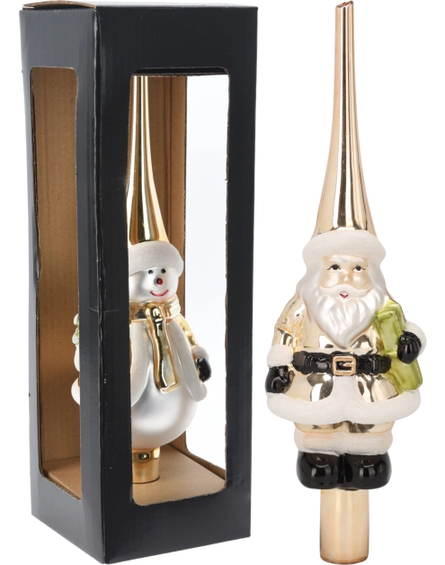 Zdjęcie: Czubek choinkowy 28 cm złoty mix bałwan lub mikołaj KOOPMAN