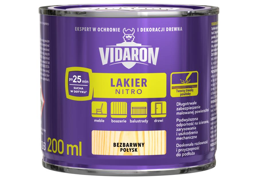 Zdjęcie: Lakier Nitro bezbarwny 0,2L VIDARON