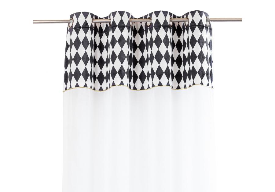 Zdjęcie: Firana z kantą welwetową ideal chic light biało-czarna+złota wszywka 140x270 cm CHIC HOME