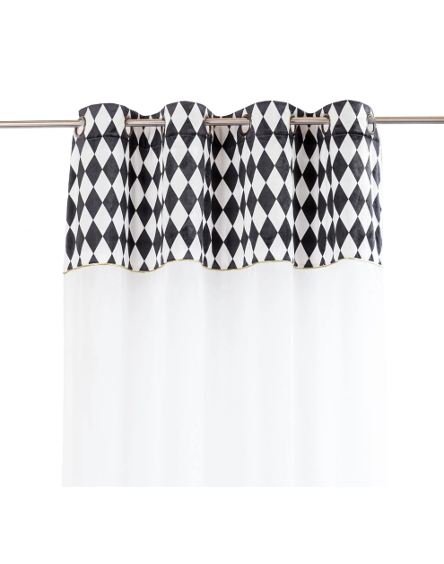 Zdjęcie: Firana z kantą welwetową ideal chic light biało-czarna+złota wszywka 140x270 cm CHIC HOME