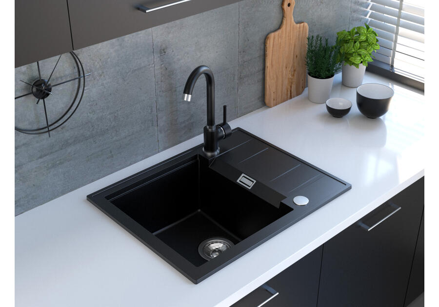 Zdjęcie: Zlewozmywak granitowy Fashion 1-komorowy Lava Stone, z krótkim ociekaczem, 58x46x21,5 cm MILÓ