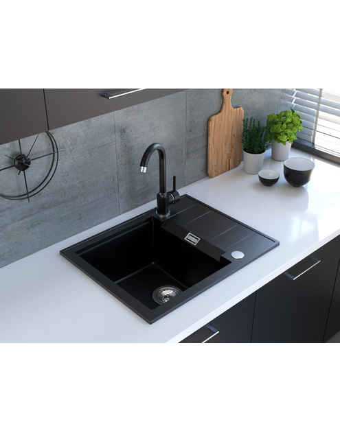 Zdjęcie: Zlewozmywak granitowy Fashion 1-komorowy Lava Stone, z krótkim ociekaczem, 58x46x21,5 cm MILÓ