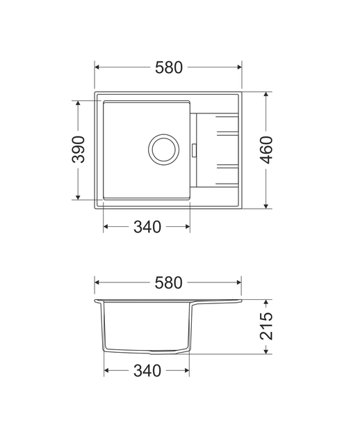 Zdjęcie: Zlewozmywak granitowy Fashion 1-komorowy Lava Stone, z krótkim ociekaczem, 58x46x21,5 cm MILÓ