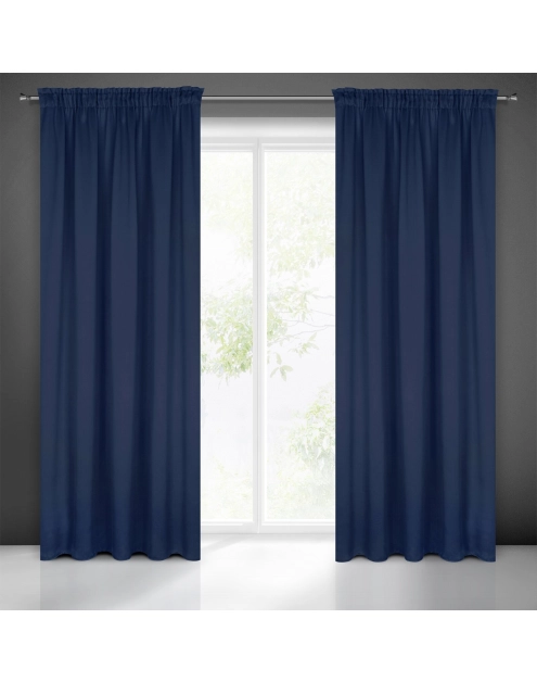 Zdjęcie: Zasłona gotowa Logan na taśmie 135x270 cm granatowy EUROFIRANY