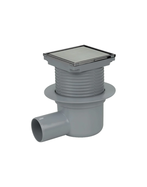 Zdjęcie: Wpust kanalizacyjny regulowany z wyjściem bocznym fi50 mm z kołnierzem i rusztem dwustronnym TYCNER