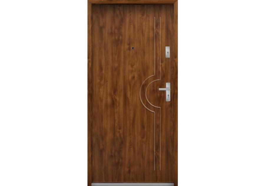 Zdjęcie: Drzwi wejściowe do mieszkań Bastion N-03 Dąb złoty 80 cm lewe ODR KR CENTER