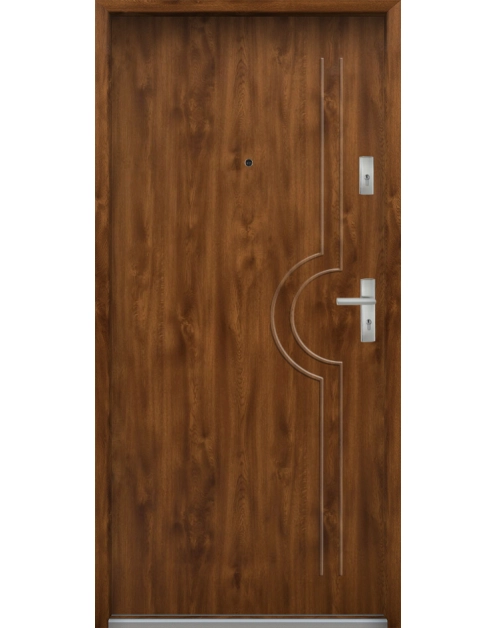 Zdjęcie: Drzwi wejściowe do mieszkań Bastion N-03 Dąb złoty 80 cm lewe ODR KR CENTER