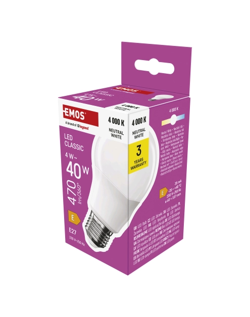 Zdjęcie: Żarówka LED A60 4 W 470 lm E27 światło neutralne EMOS