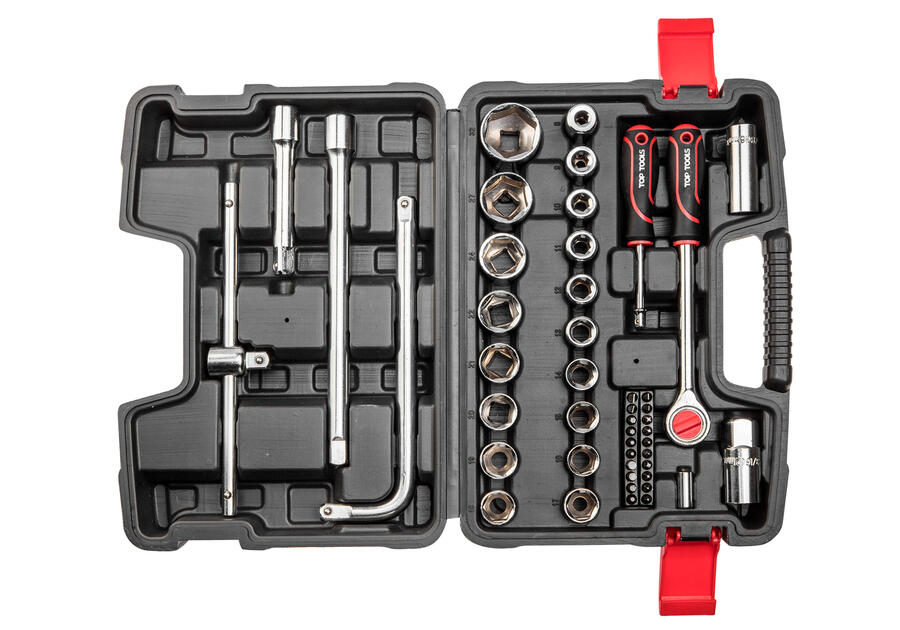 Zdjęcie: Klucze nasadowe 1/4", 1/2", zestaw 47 sztuk TOP TOOLS