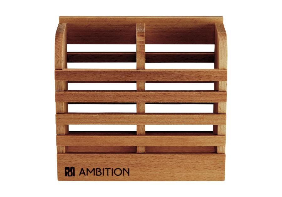 Zdjęcie: Organizer kuchenny drewniany Natural 2-komorowy 16 x 7 x 14 cm AMBITION