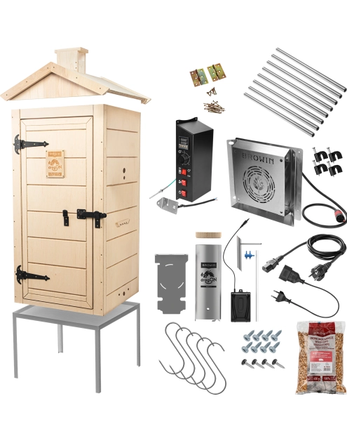 Zdjęcie: Wędzarnia elektryczna dragON Plywood Nature 100E z modułem grzejnym i sterownikiem BROWIN