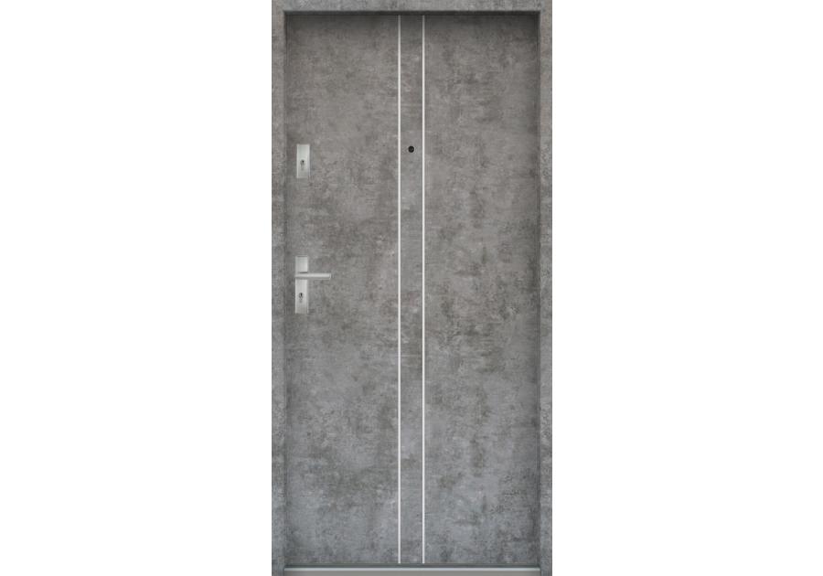 Zdjęcie: Drzwi wejściowe do mieszkań Bastion A-38 Beton srebrny 80 cm prawe ODR KR CENTER