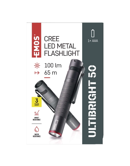 Zdjęcie: Latarka metalowa Cree LED Ultibright 50, 100lm, 1xAAA EMOS