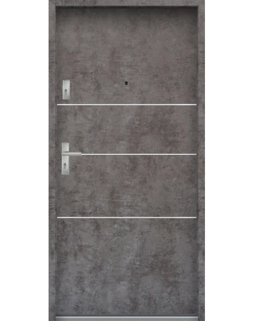 Zdjęcie: Drzwi wejściowe do mieszkań Bastion A-66 Beton ołówkowy 90 cm prawe ODO KR CENTER