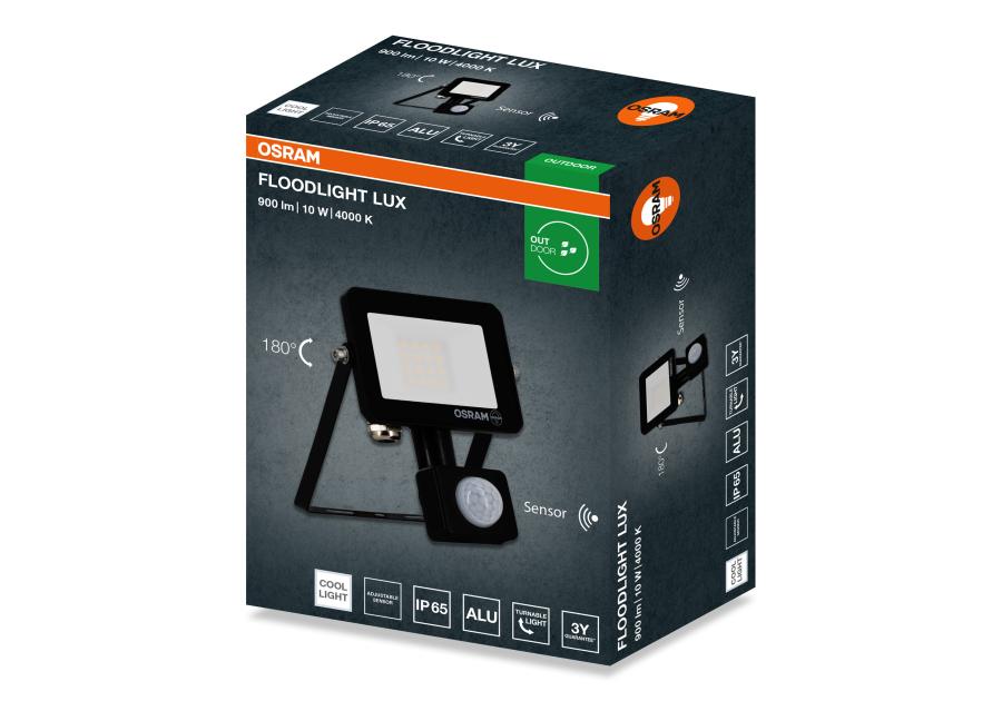 Zdjęcie: Oprawa oświetleniowa LED FL Lux sensor 10 W 840 IP65 BK OSRAM