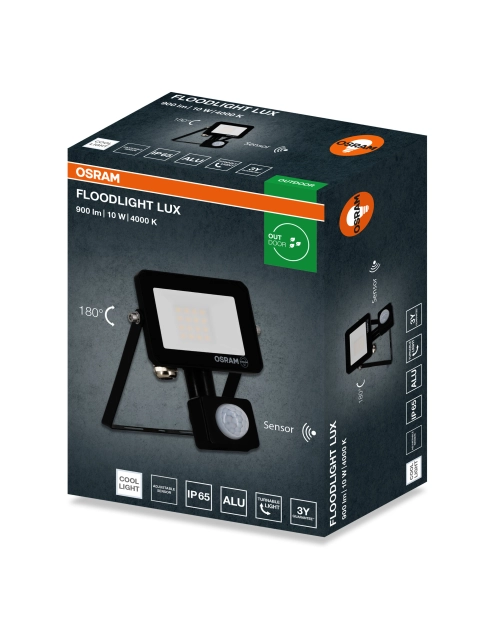 Zdjęcie: Oprawa oświetleniowa LED FL Lux sensor 10 W 840 IP65 BK OSRAM