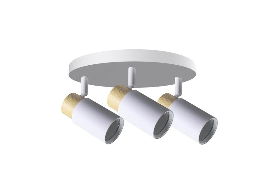 Zdjęcie: Lampa sufitowa Claro plafon biały 3x15 W GU10 klosz biało-drewniany CANDELLUX