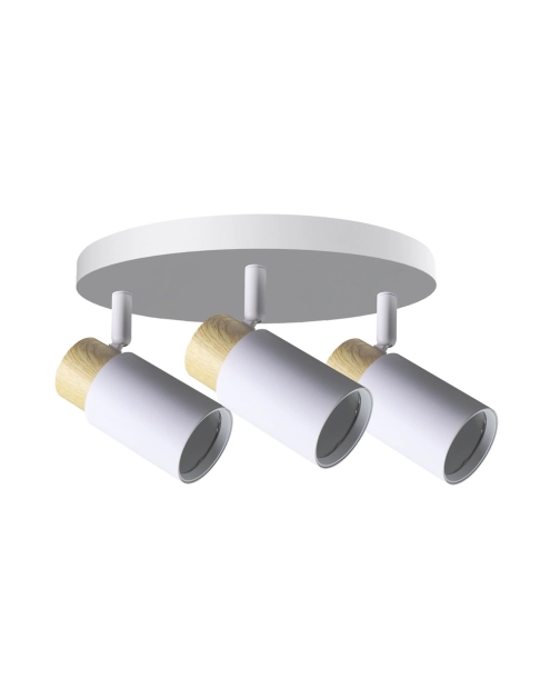 Zdjęcie: Lampa sufitowa Claro plafon biały 3x15 W GU10 klosz biało-drewniany CANDELLUX