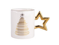 Zdjęcie: Kubke prosty Golden Christmas 350 ml ze złotym uchem, biały gift box ALTOMDESIGN