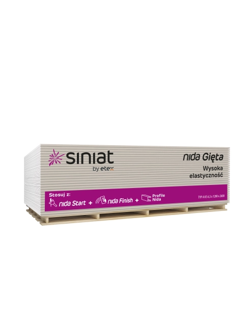 Zdjęcie: Płyta g-k 6,5x1200x2600 mm Nida Gięta SINIAT
