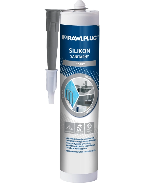 Zdjęcie: Silikon sanitarny szary 300 ml RAWLPLUG