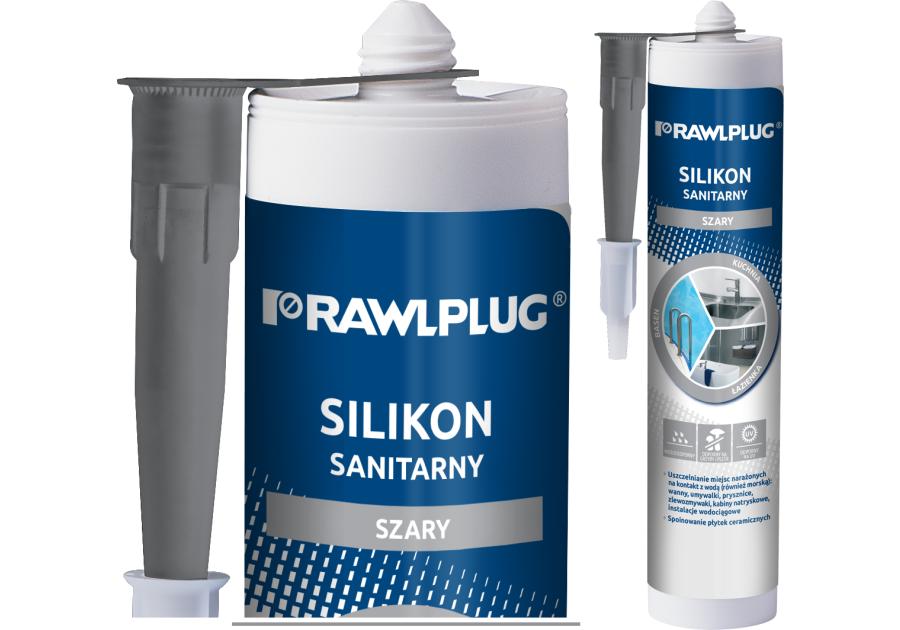 Zdjęcie: Silikon sanitarny szary 300 ml RAWLPLUG