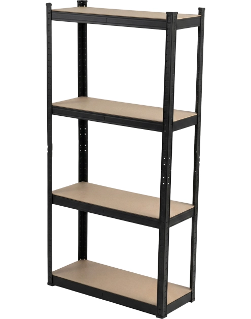 Zdjęcie: Regał metalowy wciskany, 4 półek, 150x75x30, 100 kg, czarny PROFIX