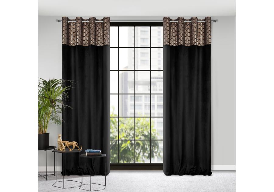 Zdjęcie: Zasłona gotowa Elen 140x250 cm czarny EUROFIRANY