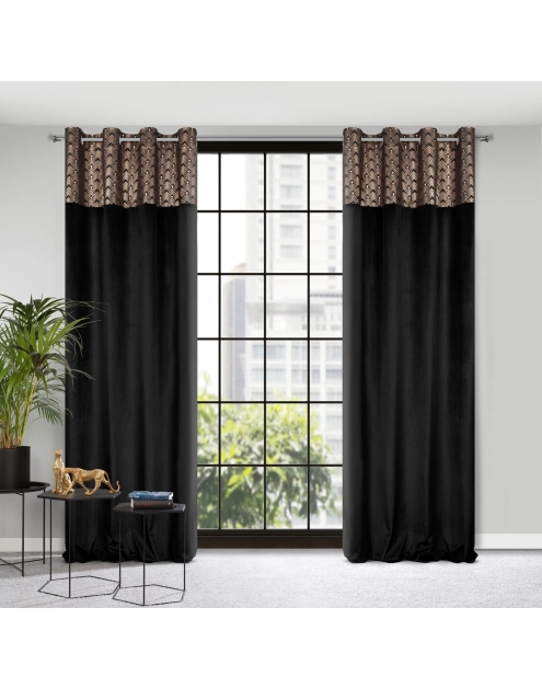 Zdjęcie: Zasłona gotowa Elen 140x250 cm czarny EUROFIRANY