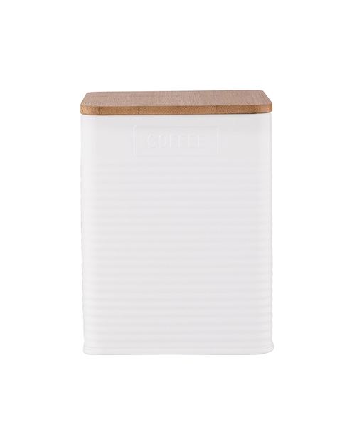 Zdjęcie: Puszka kwadratowa z pokrywą bambusową 11x11x14 cm loft biała - Coffee ALTOMDESIGN