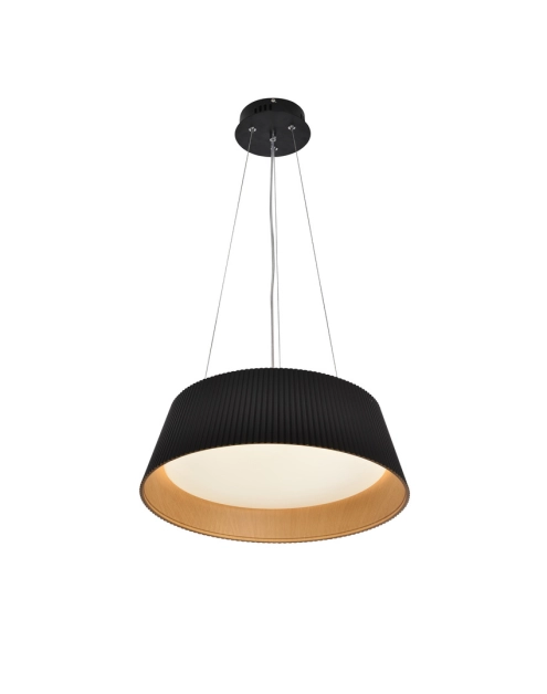 Zdjęcie: Lampa wisząca Umbria czarno drewniana 1x24 W E27 klosz biały CANDELLUX