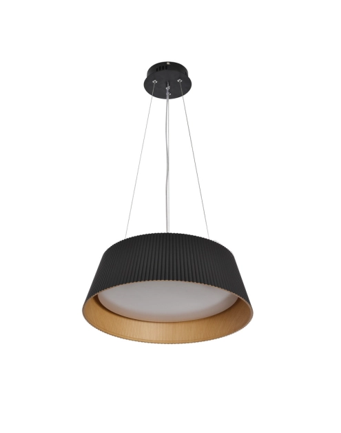 Zdjęcie: Lampa wisząca Umbria czarno drewniana 1x24 W E27 klosz biały CANDELLUX