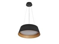 Zdjęcie: Lampa wisząca Umbria czarno drewniana 1x24 W E27 klosz biały CANDELLUX