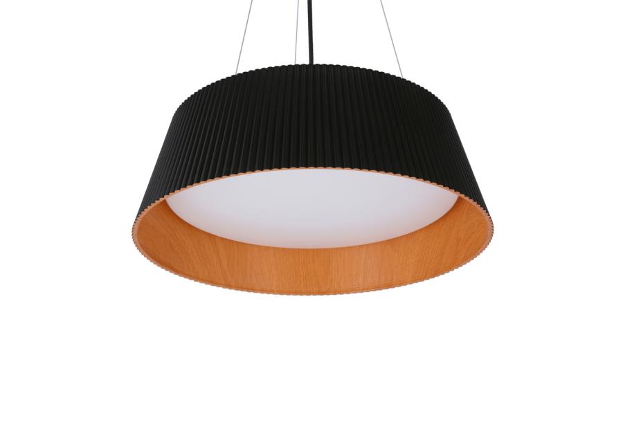 Zdjęcie: Lampa wisząca Umbria czarno drewniana 1x24 W E27 klosz biały CANDELLUX