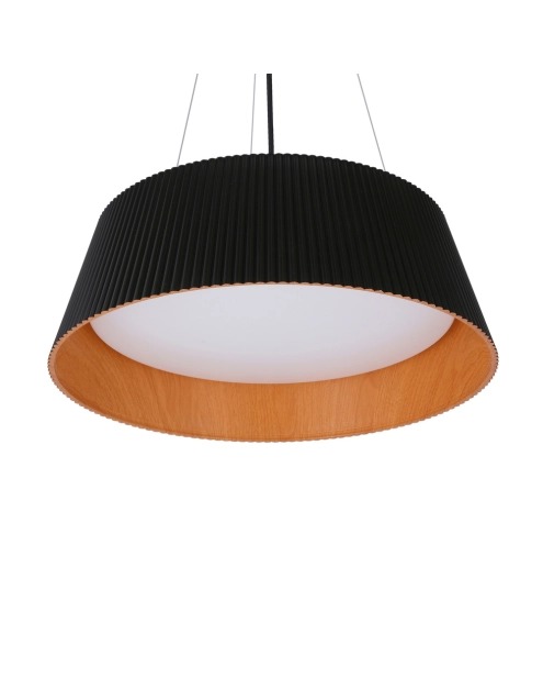 Zdjęcie: Lampa wisząca Umbria czarno drewniana 1x24 W E27 klosz biały CANDELLUX