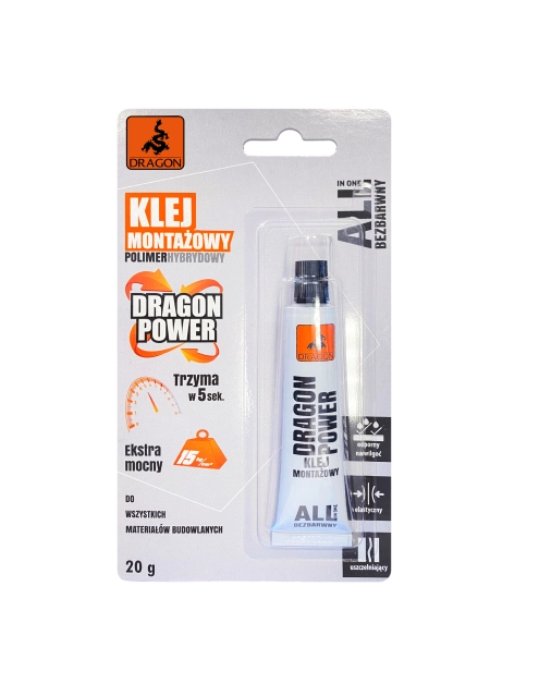 Zdjęcie: Klej montażowy polimer hybrydowy bezbarwny 20 g DRAGON