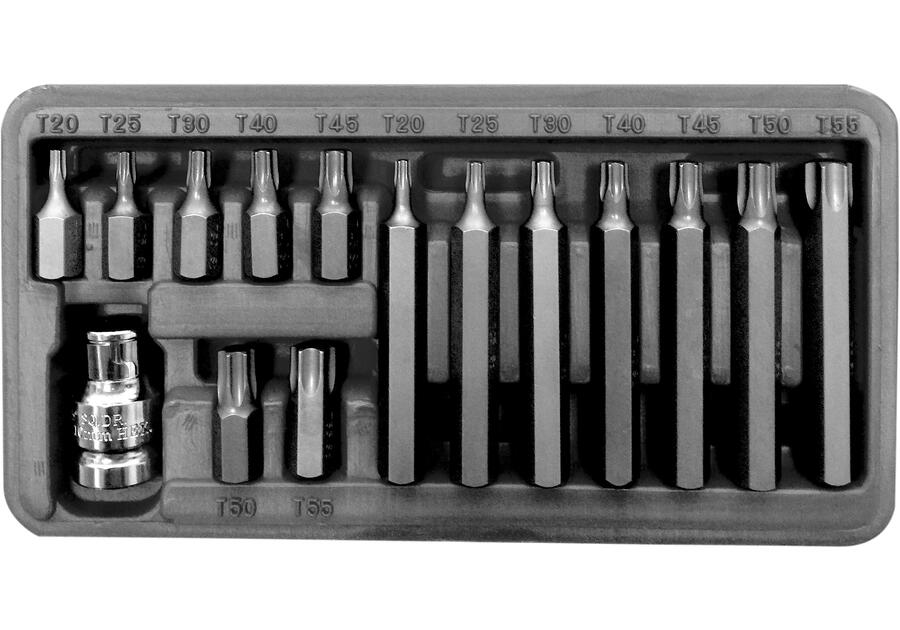 Zdjęcie: Zestaw końcówek 10 mm, t20-t55, l=30/75 mm, 15 szt. PROLINE