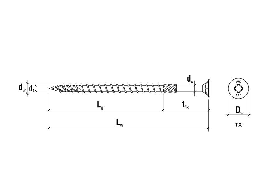 Zdjęcie: Wkręty konstrukcyjne do drewna z łbem stożkowym KMWHT 5,0x100 WKRĘT-MET