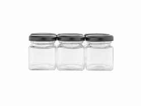 Komplet 6 słoików kwadratowych 50 ml + zakrętka fi 43 SEZON